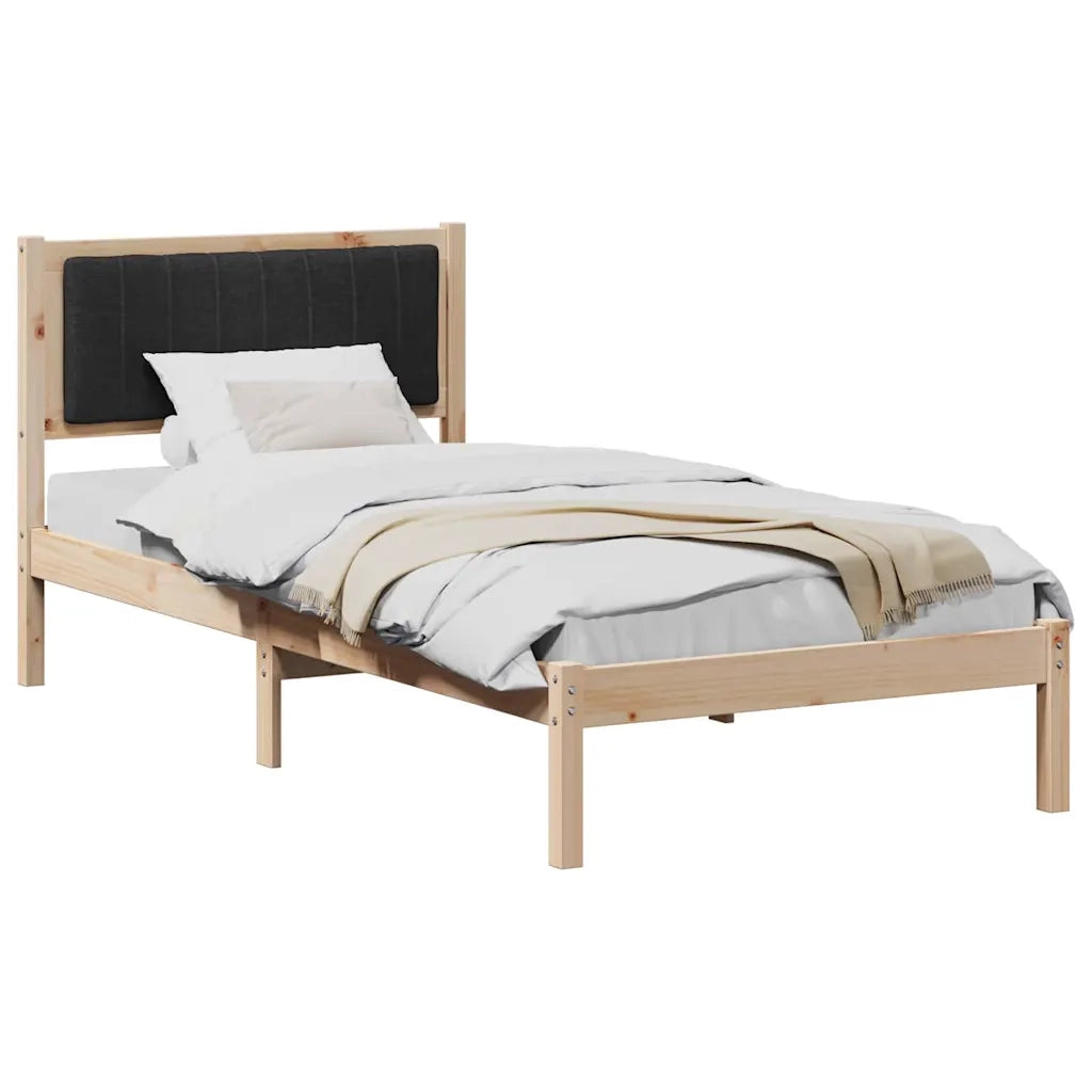 Letto con Testiera Rivestita Nero 90 x 190 cm Pino massello 878296