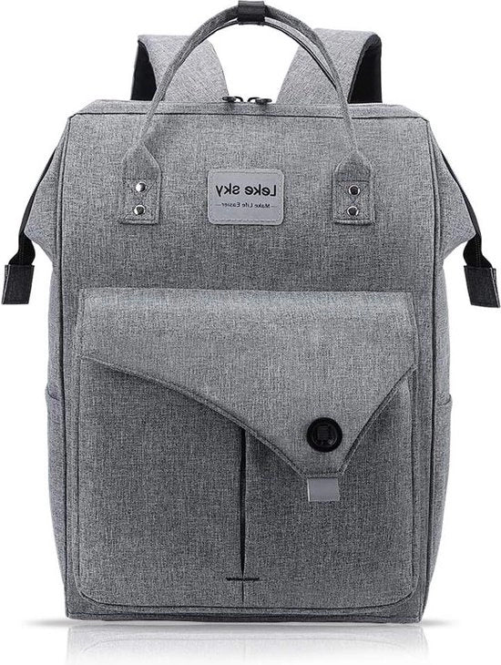 Borsa da Donna con Tasca per Laptop e Tasca Antifurto - Grigio - 15.6 Pollici - Borsa da Scuola - Casual