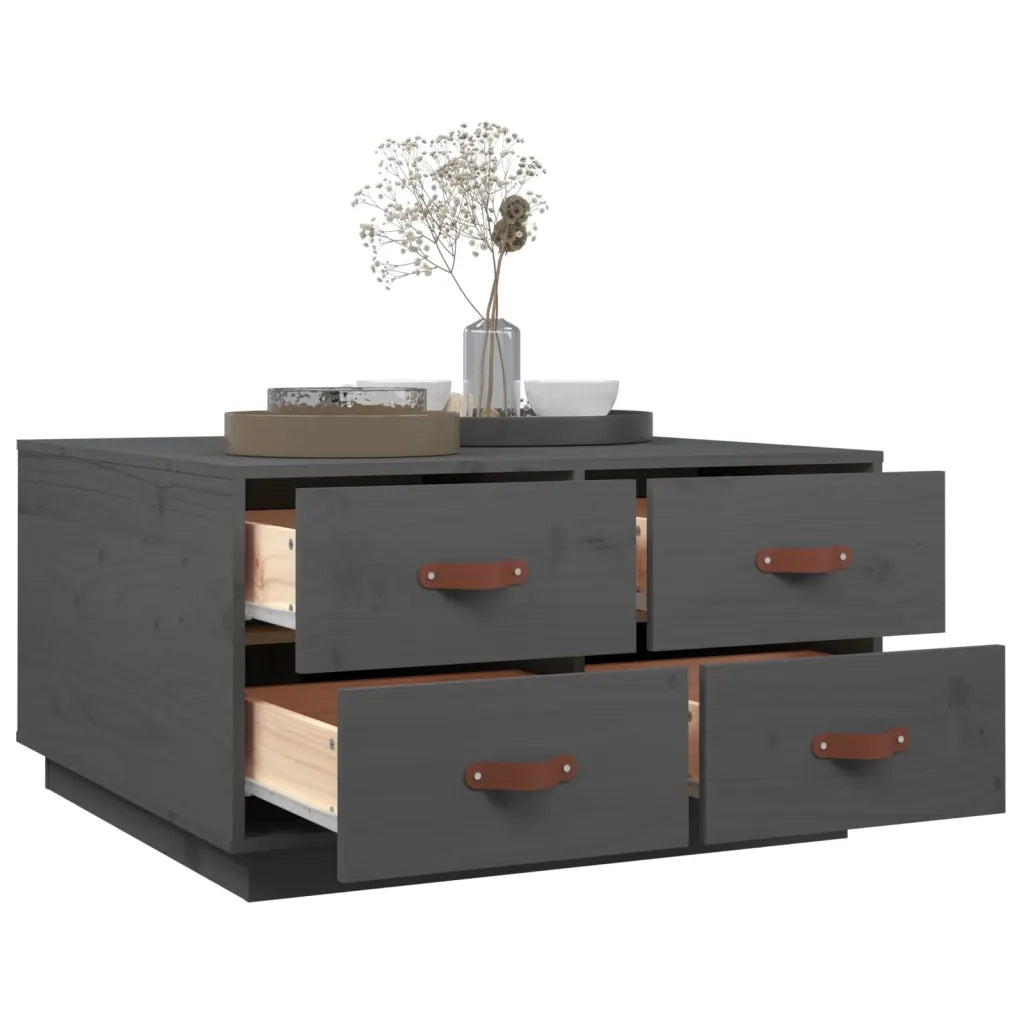 Tavolino da Salotto Grigio 80x80x45 cm Legno Massello di Pino 821519