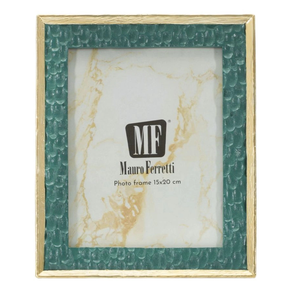 Cornice portafoto Grent in resina verde smeraldo e oro 15x20