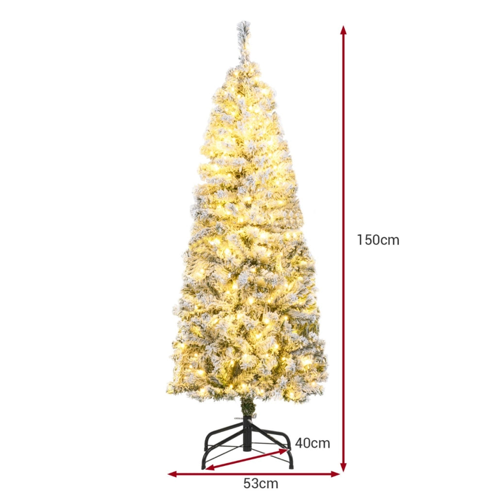 Albero di 150cm natale illuminato decorazione natalizia per casa e ufficio, Albero base in metallo pieghevole-Alberi di Natale