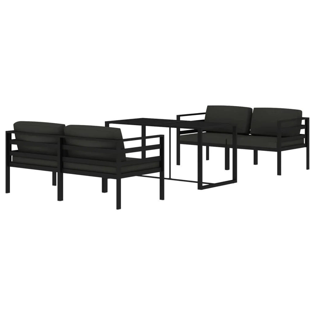Set di mobili da giardino mobili da esterno 5 pezzi con cuscini alluminio antracite 02_0016297