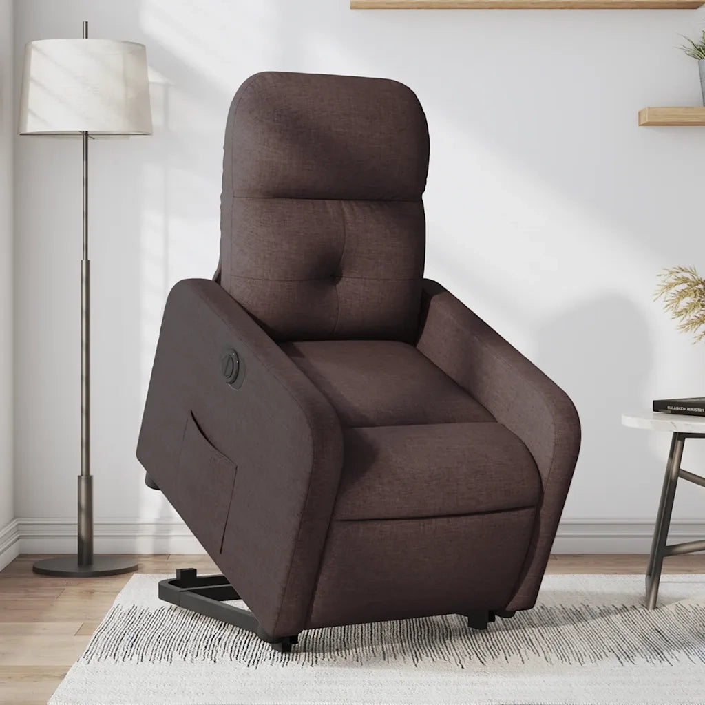 Poltrona | Sedia Relax Alzapersona Reclinante Elettrica Marrone Scuro Tessuto