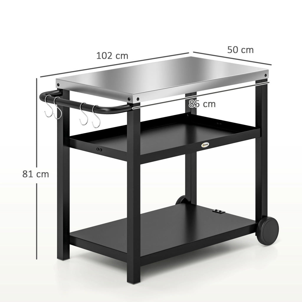 Carrello da cucina 3 ripiani con piano lavoro ganci ruote ¨C zephmum ¨C Edelstahl 102x50x81cm Grigio Antracite