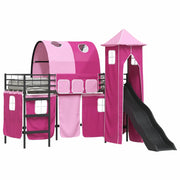 Struttura del letto loft per Bambini | Letto Infantile | Lettino Nero e rosa 75 x 190 cm