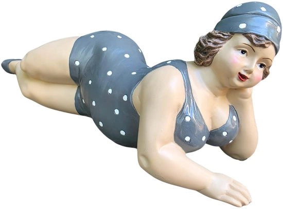 Figura da giardino sdraiata 36 cm - Decorazione per piscina - Scultura da giardino - Articolo per esterni - Decorazione per giardino - Materiale resinoso resistente alle intemperie