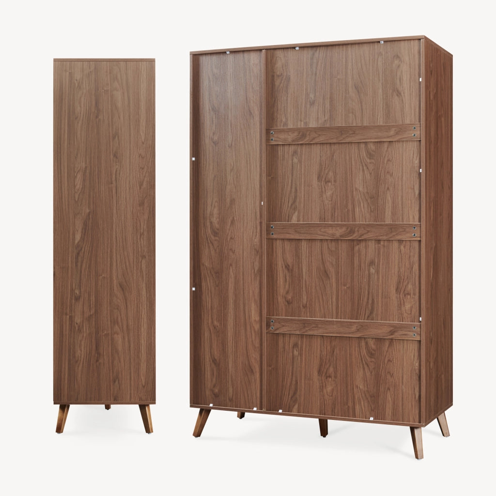 Armadio Guardaroba Norg con 3 Ante e 4 Scomparti 191x120x52 cm - Effetto Noce [en.casa]