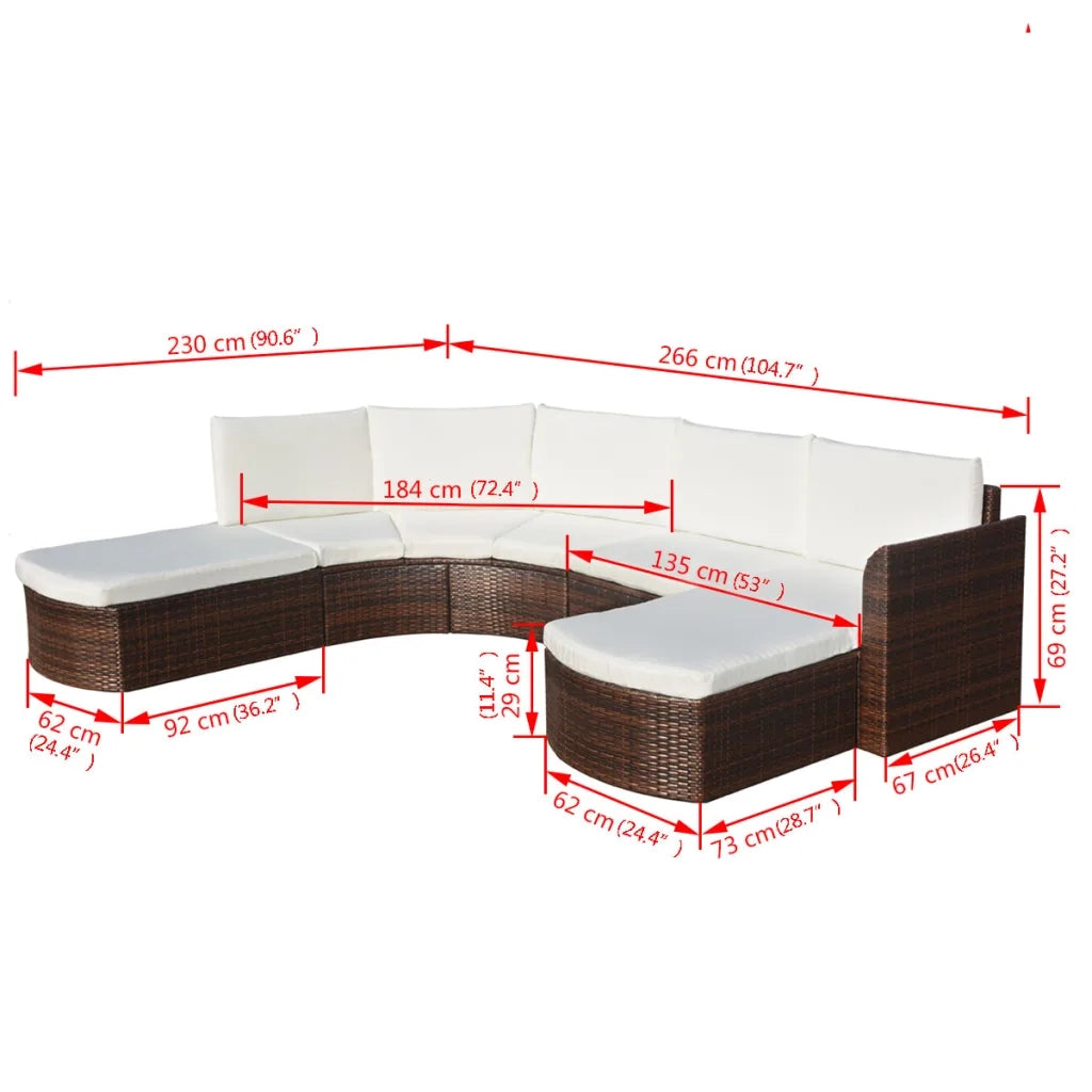 Set Divani da Giardino 4 pz con Cuscini in Polyrattan Marrone 43298