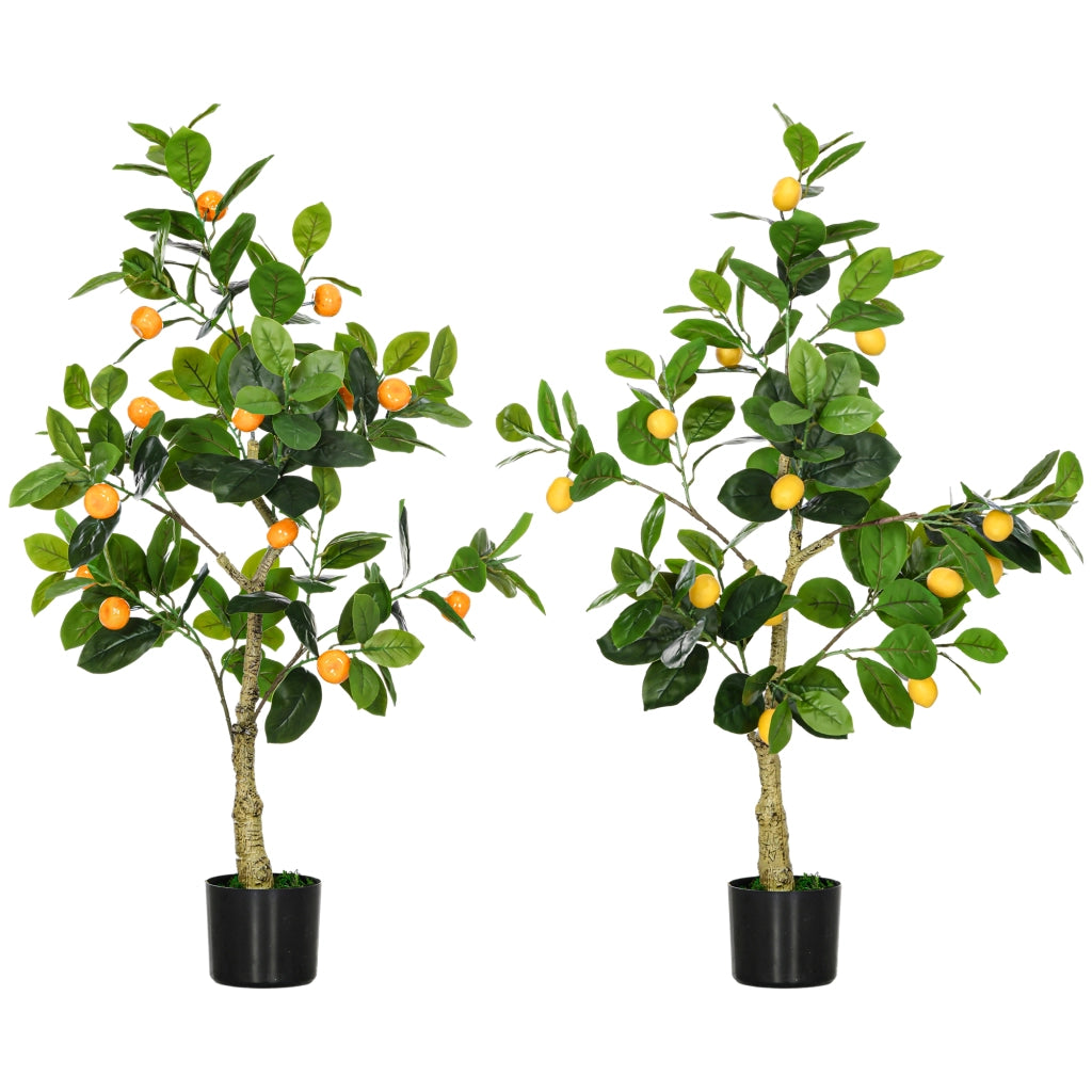Set 2 Piante Artificiali Limone e Arancia con Vaso ¨C Minimal ¨C Alte 120cm per Interni