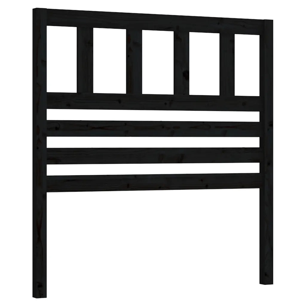 Testiera per Letto-Testata-Testiera Decorativa Nera 106x4x100 cm in Legno Massello di Pino 488218