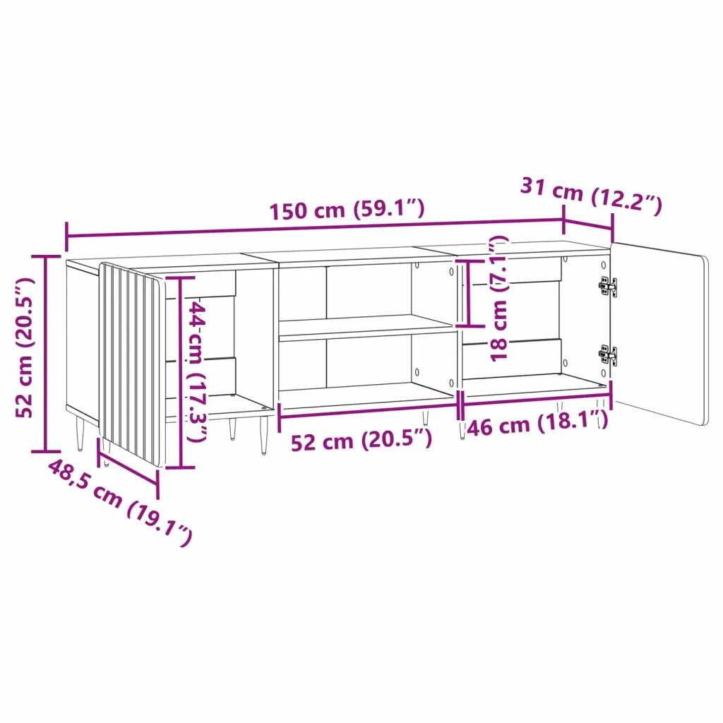 Mobile TV | Armadietto TV | Mobile Porta TV Nero 150 x 31 x 52 cm Legno ingegnerizzato