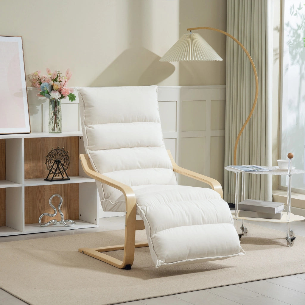 Poltrona relax in velluto crema ¨C Xylo ¨C con poggiapiedi regolabile e struttura in acciaio 67x93x105cm