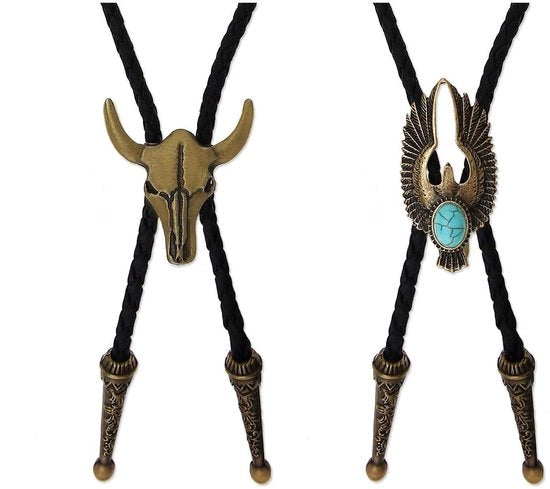 Set di Stropdas Bolo con Scheda/aquila - Manufatto a mano - Inserito in Turquoise - Tema Western Rodeo - Adatto per Feste e Matrimoni - Bolo Tie 

Modello: Koe Schedel/Adelaar