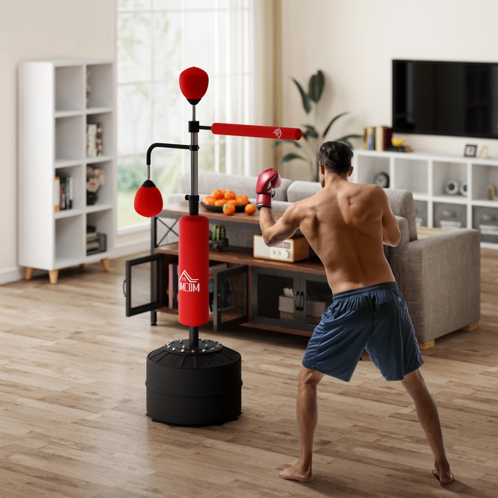 Sacco da boxe regolabile in altezza con base riempibile ¨C Minimal ¨C 88x50x160-230 cm rosso