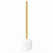 Trade Shop - Scopino Ricambio Scopettino Spazzola Wc Bagno Manico Dorato Setole Bianche 87147 -
