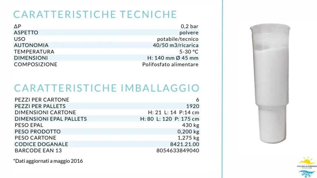 Cartuccia ricambio polifosfati Ecocart Manta Ecologica - Ricarica