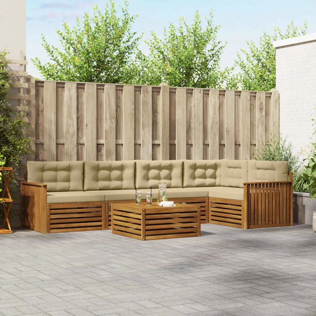 Set di divani da esterno con cuscino 6 pcs Naturale e Beige 3373498
