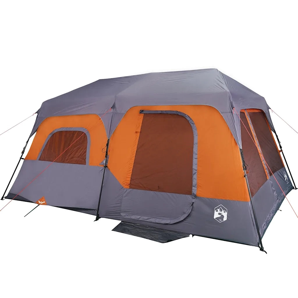 Tenda campeggio | Tenda da campo 9 Persone Grigio e Arancione Impermeabile