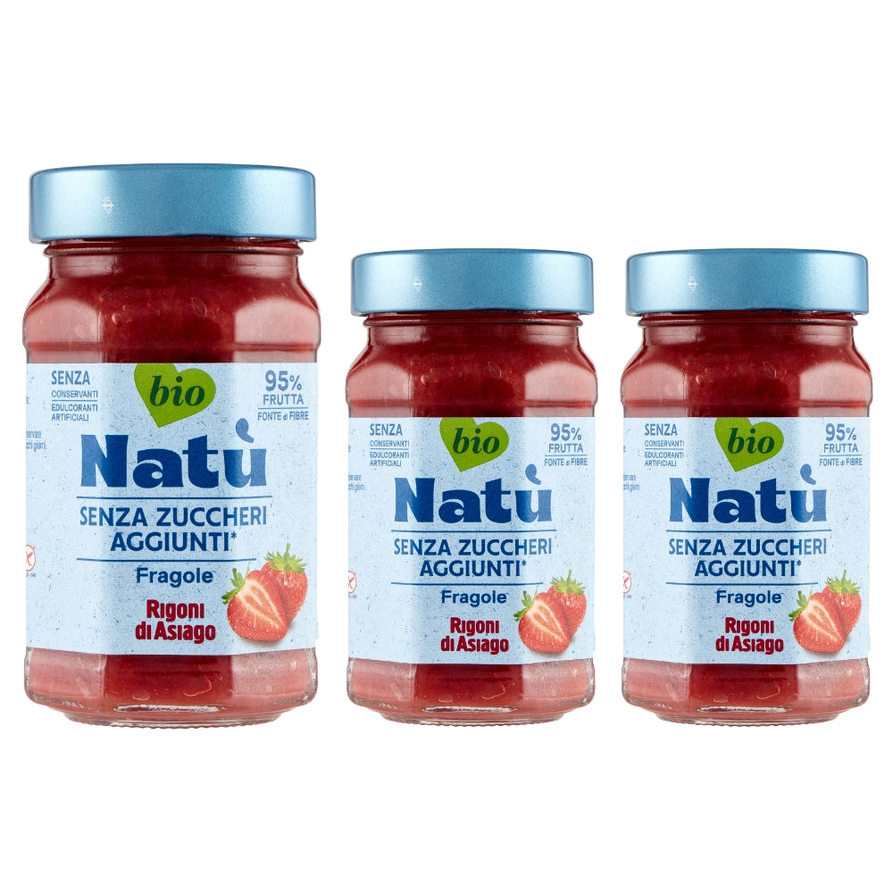 Rigoni di asiago natu bio fragole senza zuccheri aggiunti 3 pezzi 240 grammi