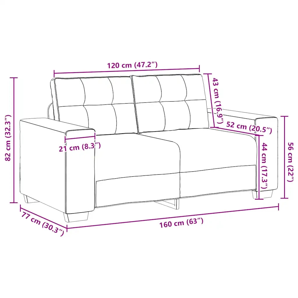 Divano Divanetto-Sofa Nero 120 cm in Tessuto