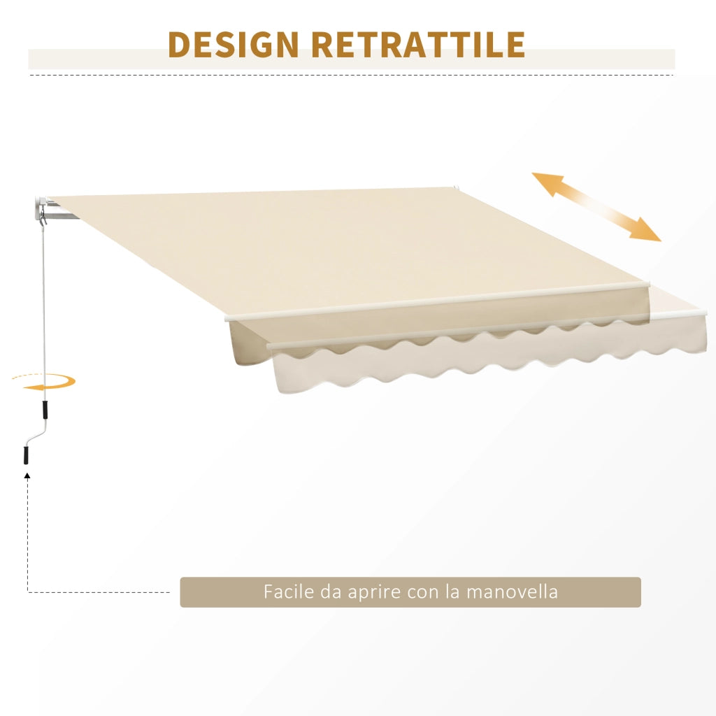 Tenda da Sole Avvolgibile ¨C zephmum ¨C Alluminio Poliestere Beige 3x2.5m