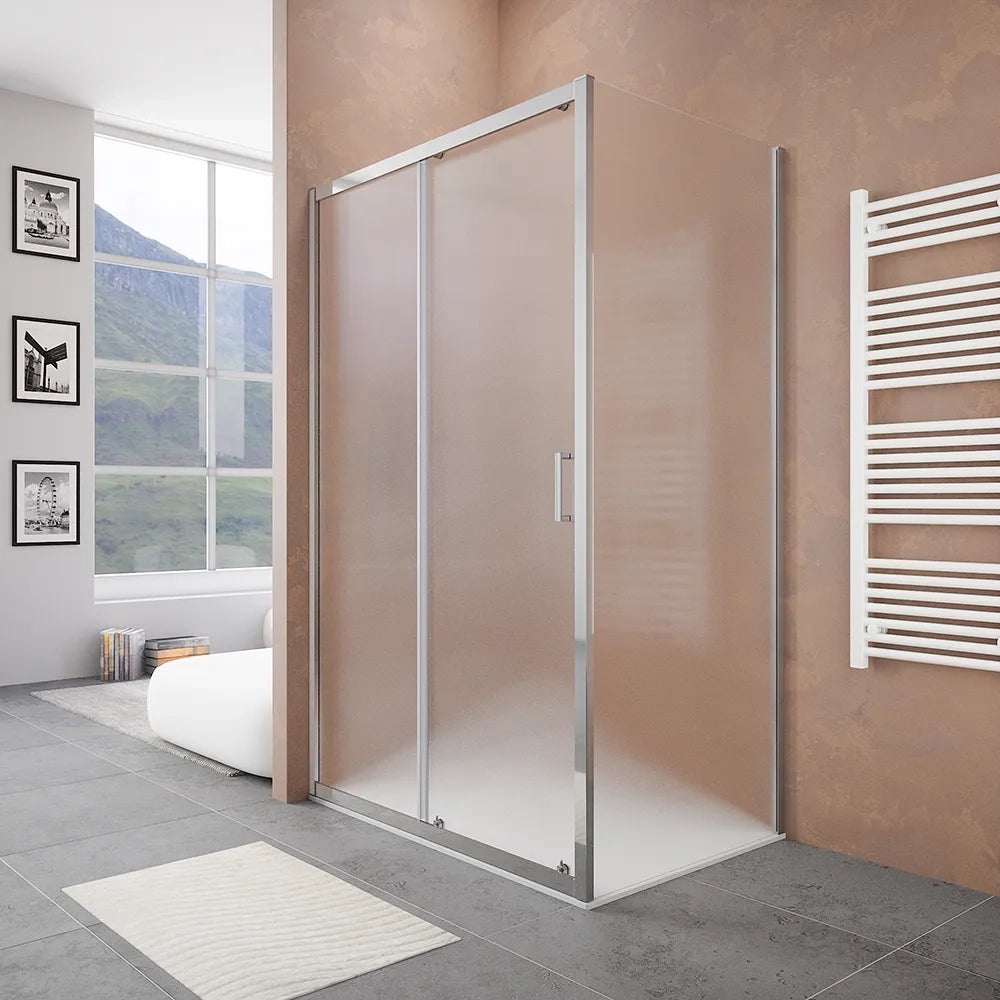 Box doccia 110x90 cm scorrevole vetro 6mm stampato profili cromati h185 | Tonga