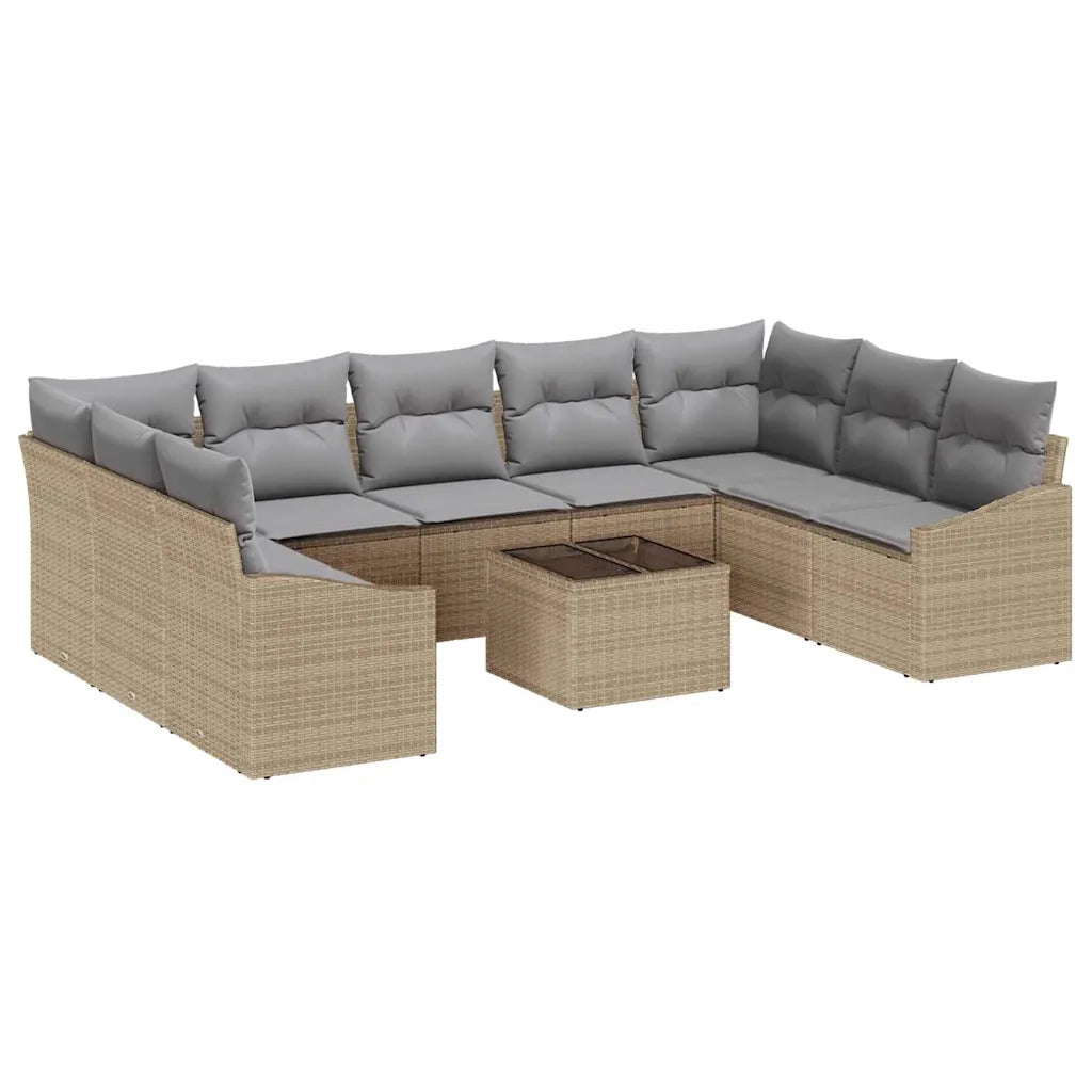 Set Divano da Giardino Beige e Grigio Chiaro polyrattan 3355559