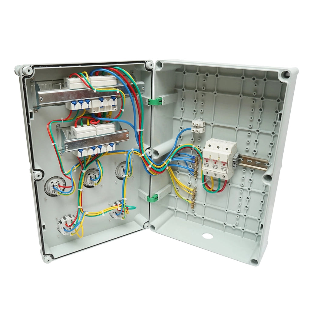 Pannello gruppo prese organizzazione cantiere 2x415V/32A, 3x250V/16A, 18 moduli 540x360x180mm IP67 SUNTREE