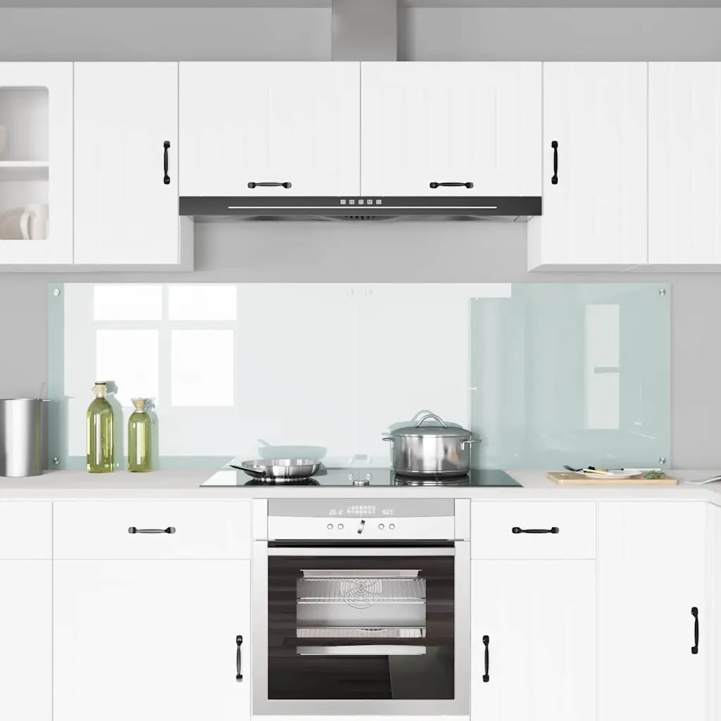 Rivestimento da Cucina 2 pz-Set di 2 Paraschizzi per Cucina Bianco 100 x 60 cm vetro temperato 221691