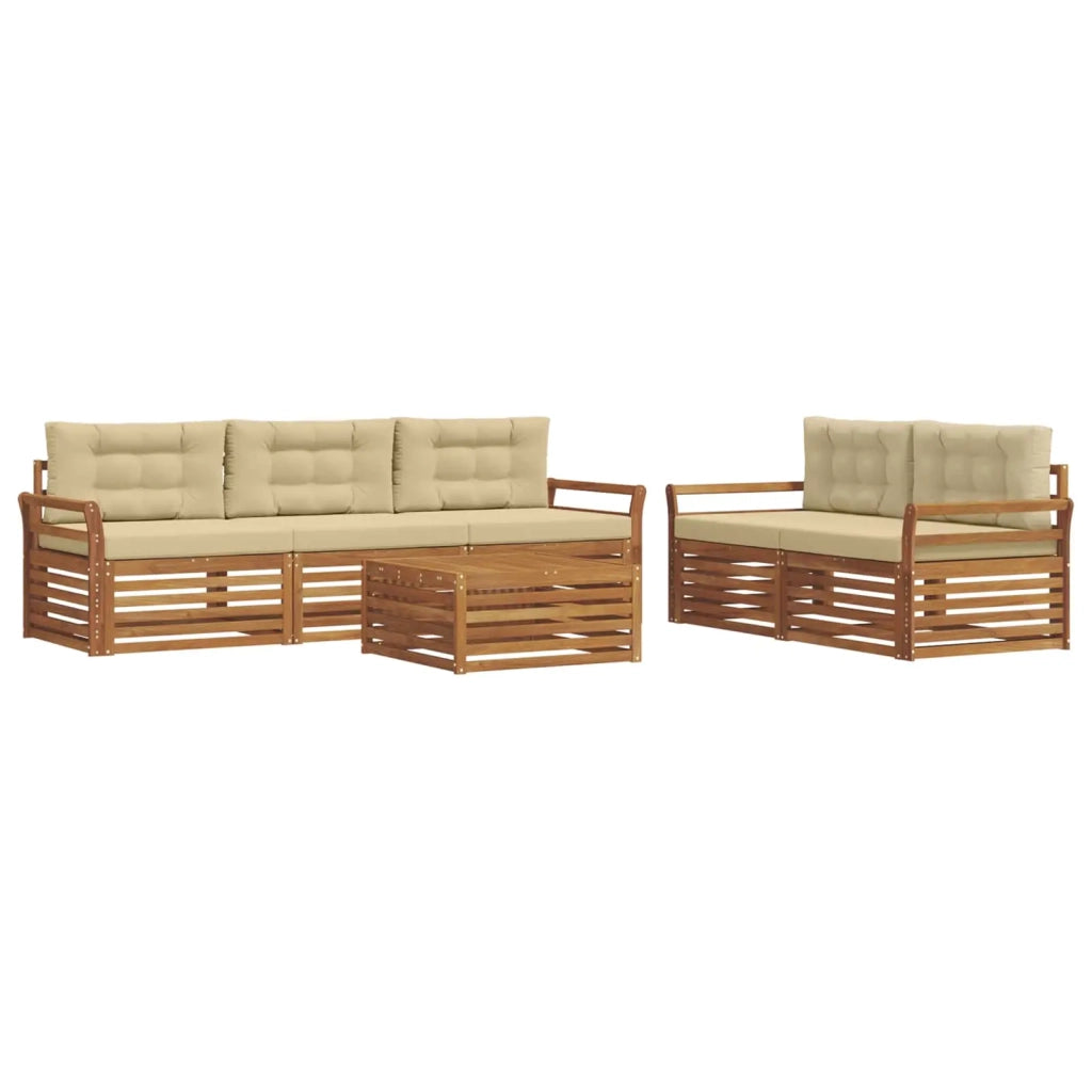 Set di divani da esterno con cuscino 6 pcs Naturale e Beige 3373023