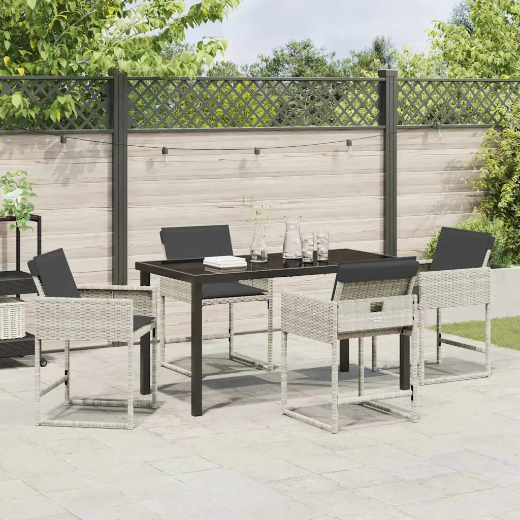 Set da Pranzo per Giardino 5 pcs Grigio chiaro polyrattan 3380734