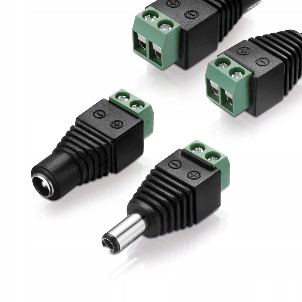 Connettore Maschio DC 5,5mm/2,1mm per CCTV – Corrente Max 2A, Tensione 30V DC | Connessione a Vite