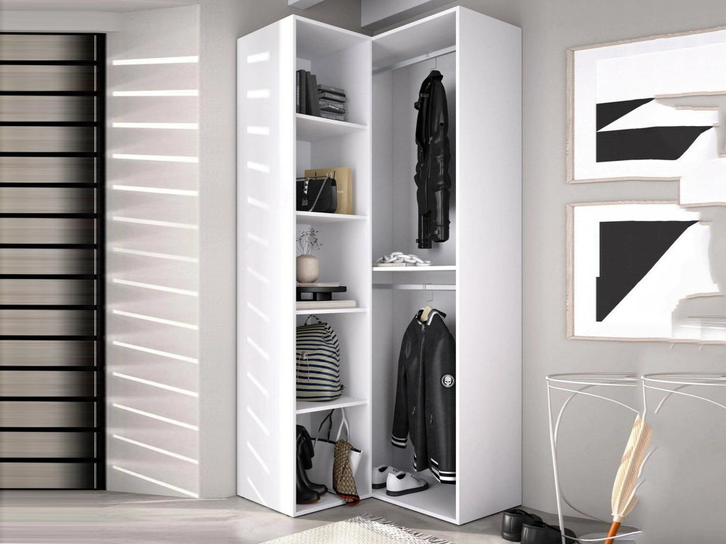 Guardaroba grande Anzino, Mobile camera da letto, Cabina armadio portabiti, Armadio appendiabiti, 85x85 h205 cm, Bianco e Rovere