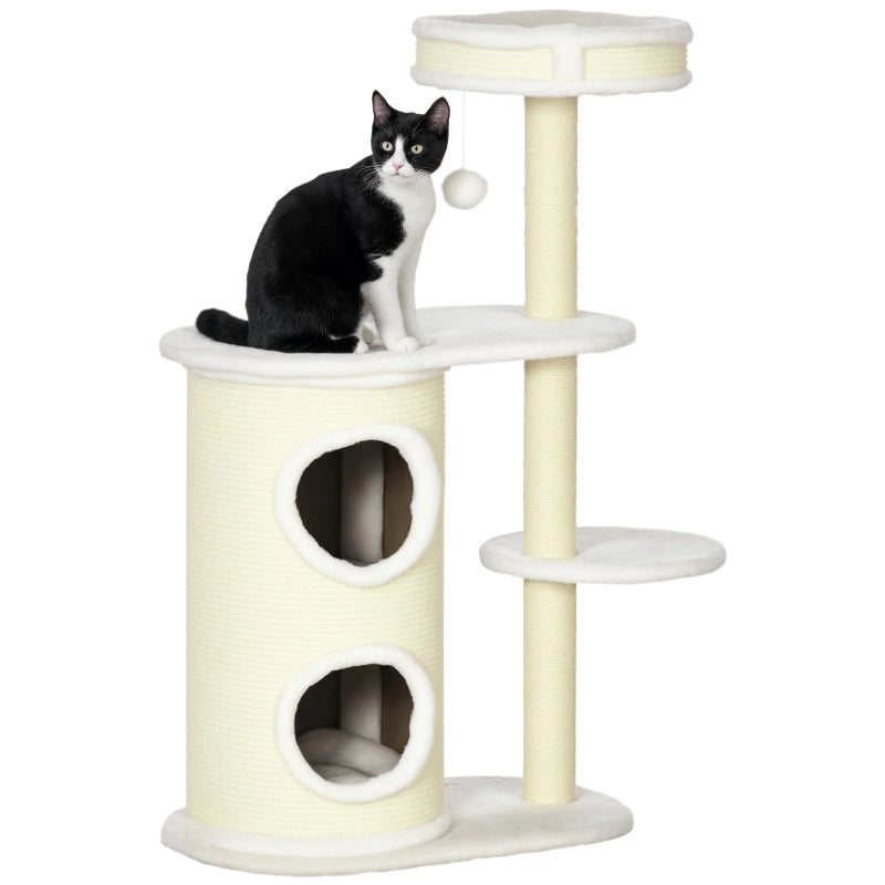 ALBERO RASTRAGATTO con gioco 59 x 35 x 100 cm crema, pannello di fibra
