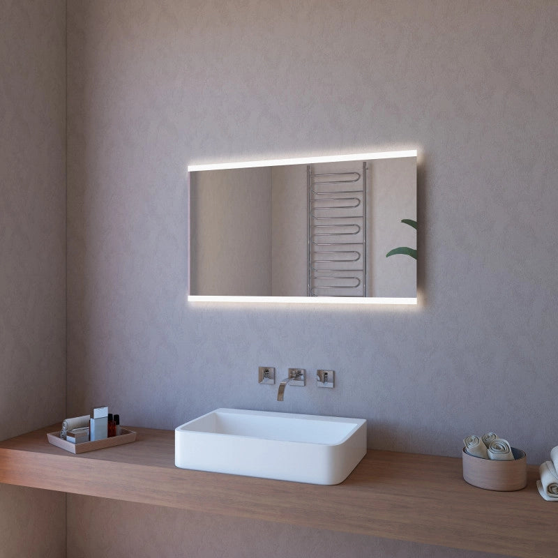 Specchio da Parete Retroilluminato a LED Rettangolare 100X60 cm spessore 4 mm Cornice Alluminio