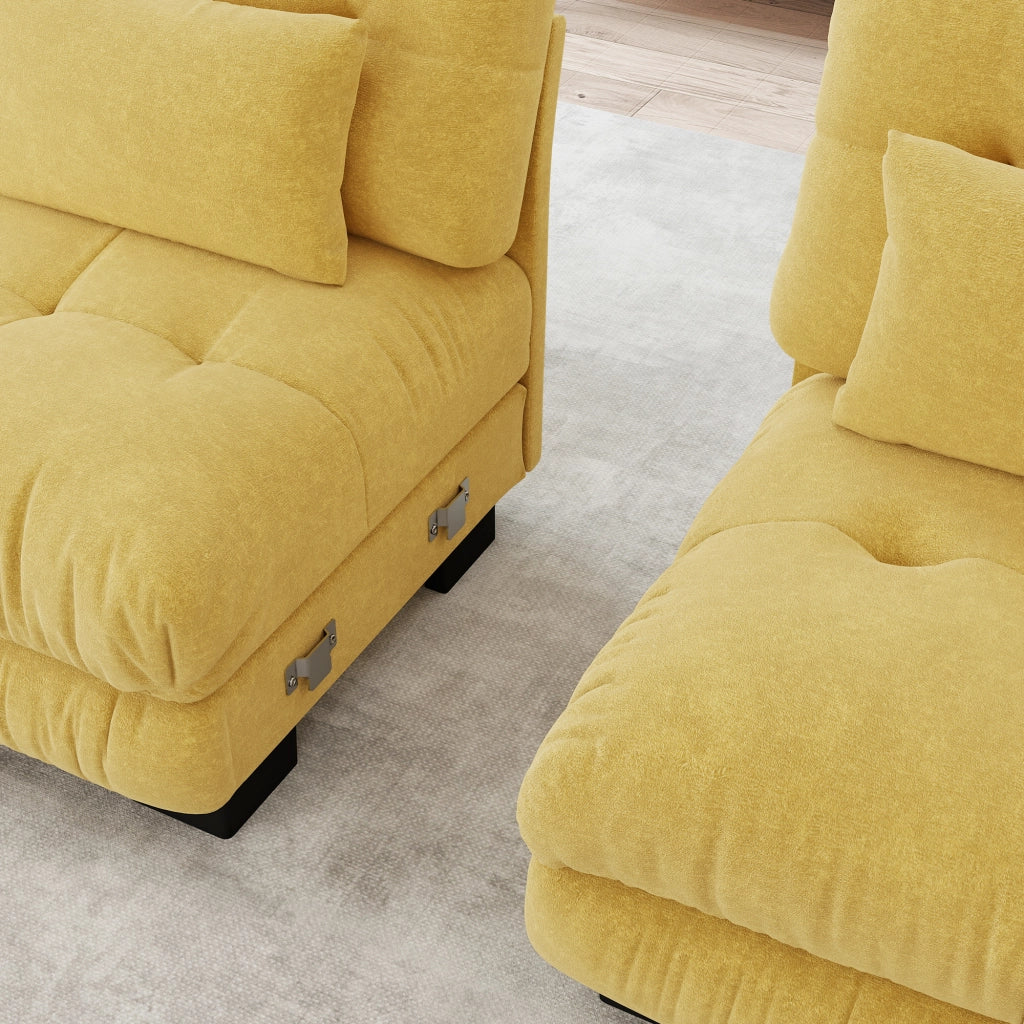 Divano Letto Angolare 3 Posti ¨C MINIMAL ¨C Chenille Giallo, Modulare