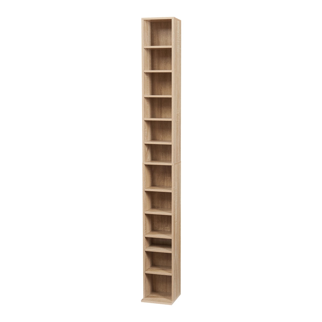 Scaffale a Colonna Tynset con 12 Scomparti per CD DVD 175x20x20 cm Effetto Rovere Sonoma [en.casa]