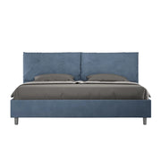 BS COM Letto matrimoniale king size con rete imbottito 190x210 microfibra blu Large