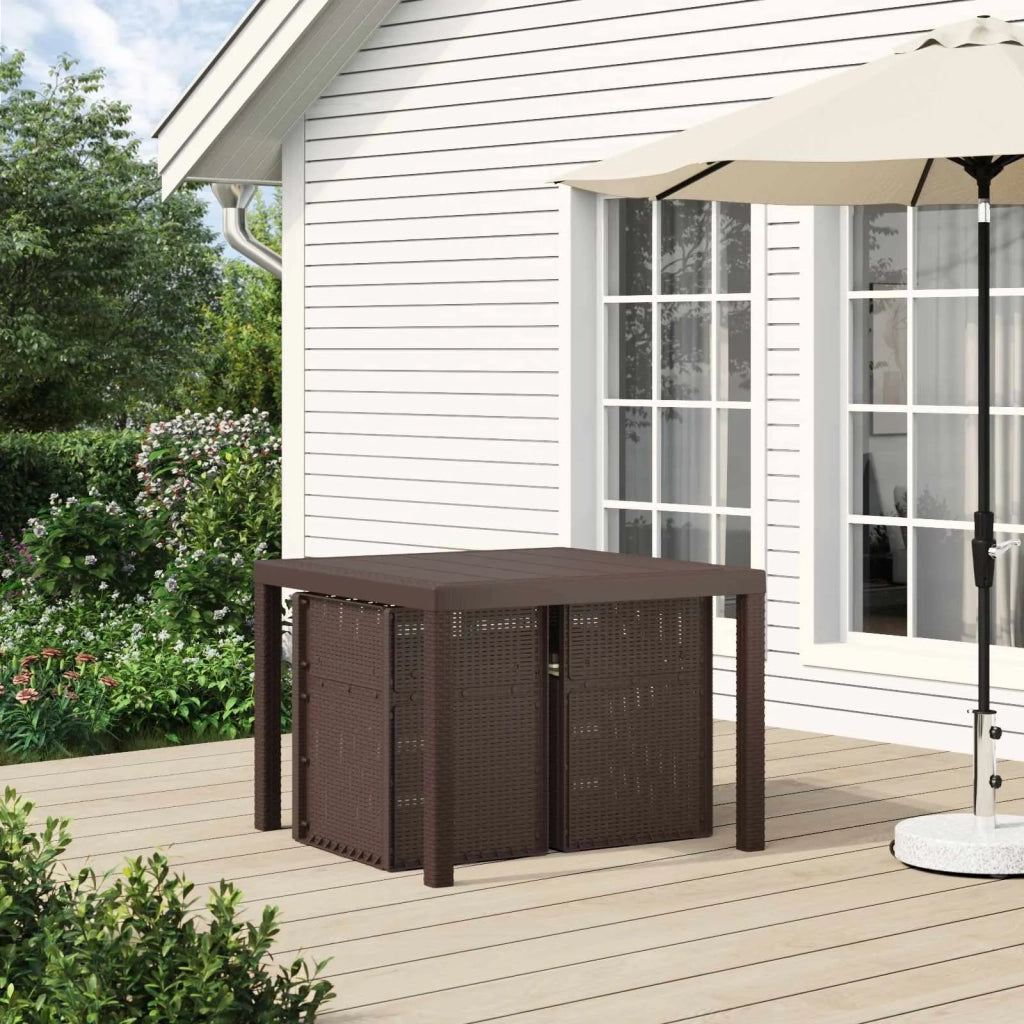 Set da Pranzo per Giardino con cuscino 3 pcs Marrone e Crema PP 3430043
