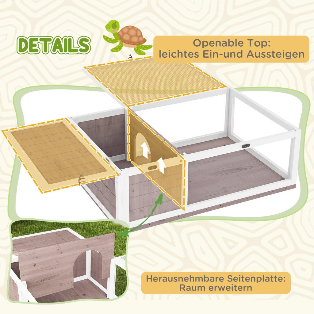 Casetta per Tartarughe in Legno ¨C zephmum ¨C 91x60.5x32 cm, Marrone