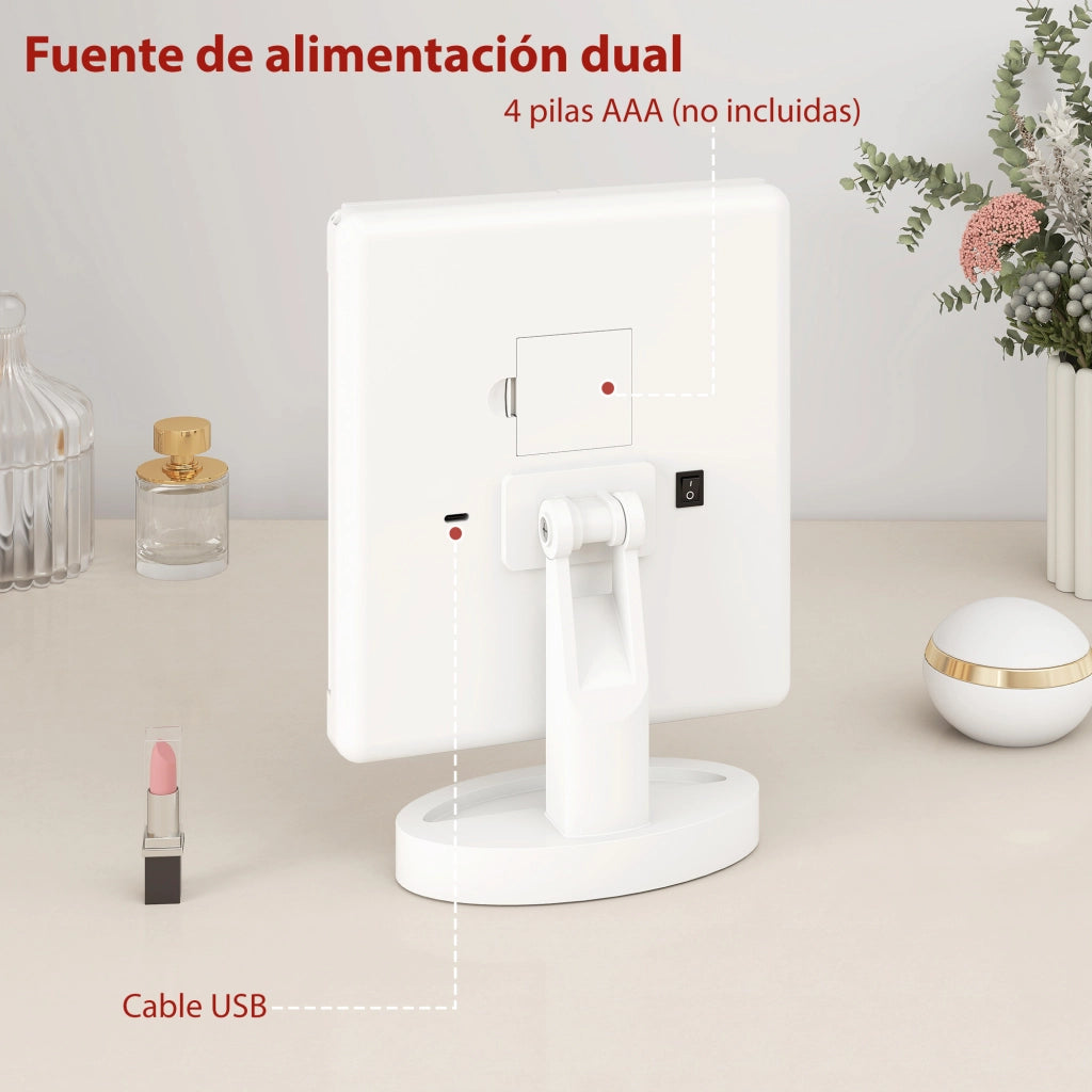 Specchio Trucco con Luce LED ¨C Minimal ¨C Bianco 30x30x