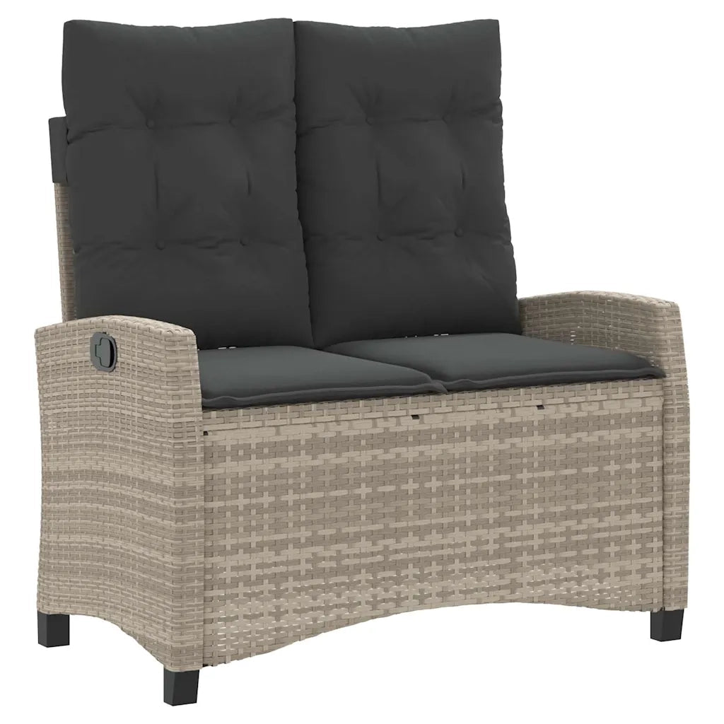 Panchina Reclinabile Giardino | Panca da Giardino con Cuscini Grigio Chiaro Polyrattan