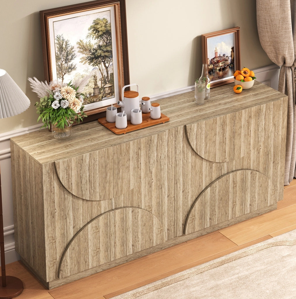 Madia 160x40x80 cm con ante e ripiani regolabili in pannello truciolare naturale