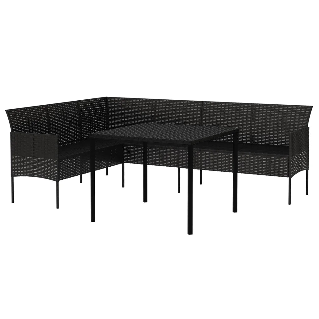 Set da Pranzo da Giardino 2 pz con Cuscini Nero in Polyrattan 362338