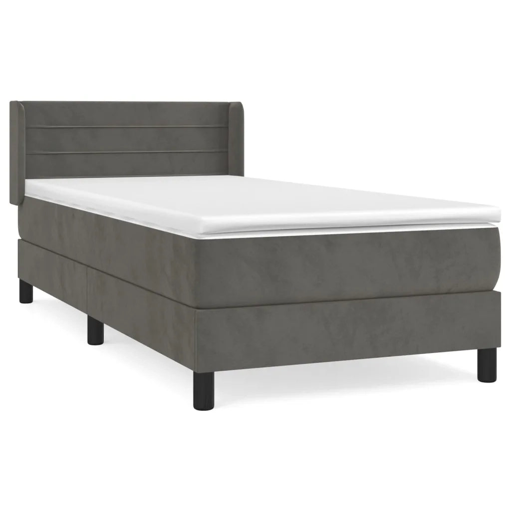 Giroletto a Molle con Materasso-Struttura Letto Grigio Scuro 90x200 cm Velluto 670436