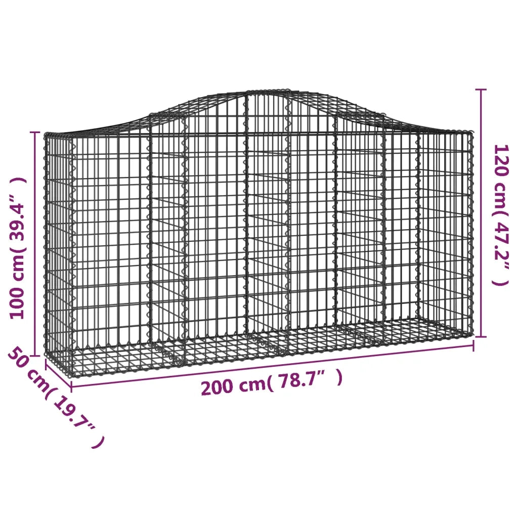 Cesti Gabbioni ad Arco 12 pz 200x50x100/120 cm Ferro Zincato 3145650