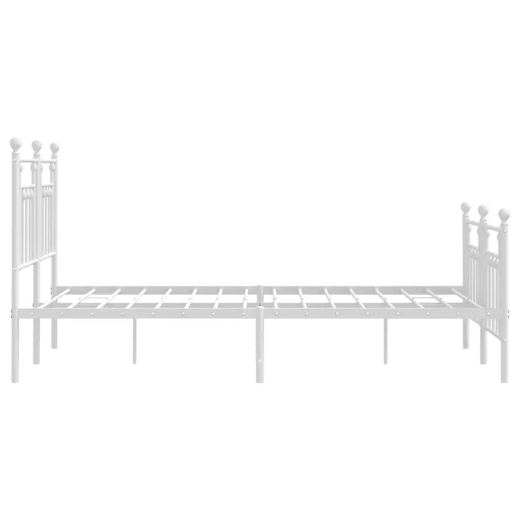 Letto matrimoniale | Letto per adulti | Giroletto con Testiera e Pediera Metallo Bianco 140x190 cm