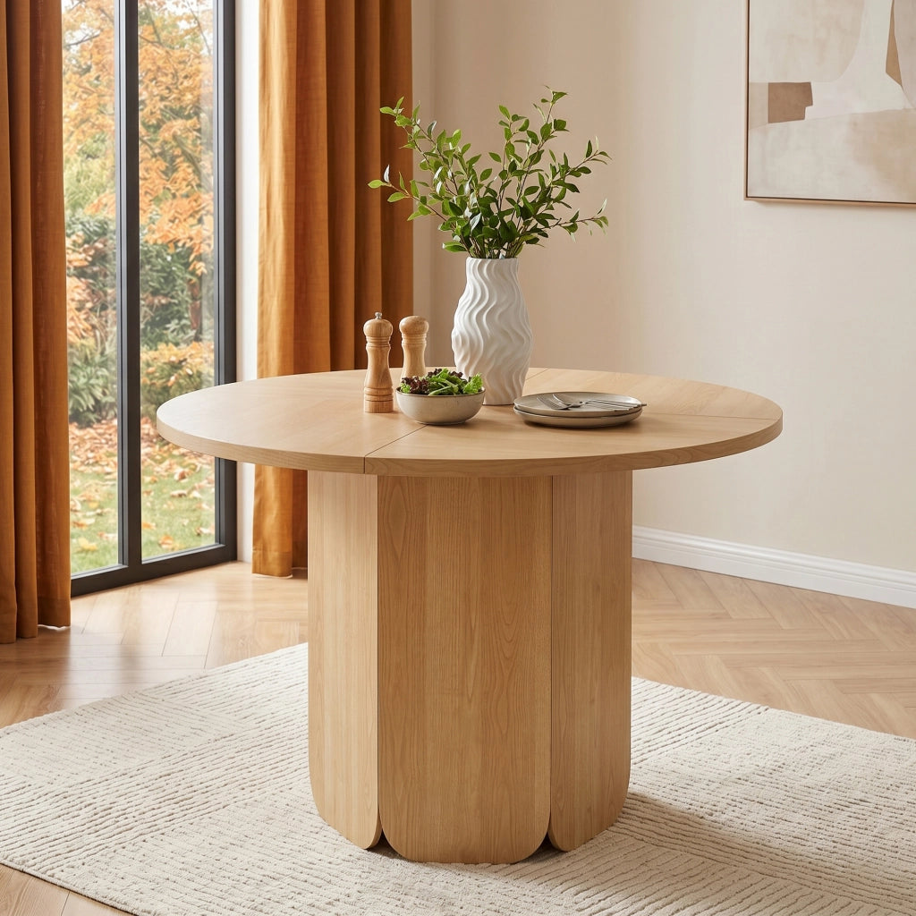 TAVOLO ROTONDO DA PRANZO 120 cm MDF Rovere per 4-6 persone