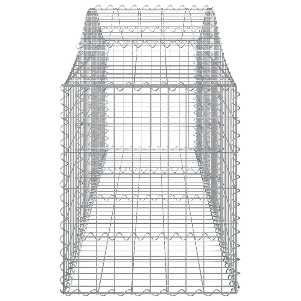 Cestini gabbioni recinzione a gabbia muro di contenimento ad arco 15 pezzi 200 x 50 x 60/80 cm ferro zincato argento 02_0040425