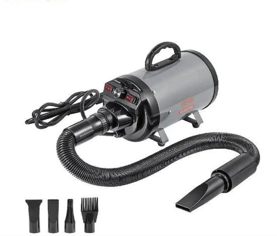 Asciugacapelli per cani - Asciugacapelli per animali domestici - Asciugacapelli per animali - Apparecchio per la cura dei cani - Blower con 4 bocche - Regolazione della velocità e della temperatura - Seringa elastica - Asciugacapelli per animali domestici
